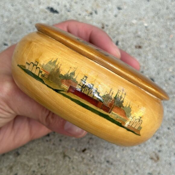 Painted Folk Art Wood Box Moscow 1994 Vintage Mockba Signed Smakula Sveta Russia - Picture 4 of 16